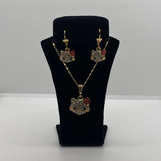 Hello Kitty Necklace & Dangly Earrings set